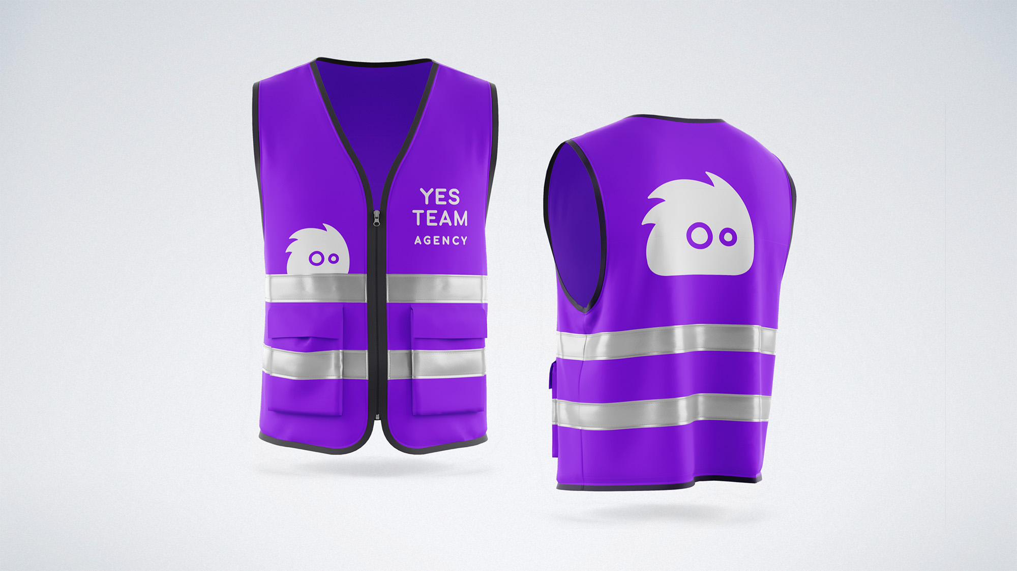 YES TEAM reflective vests with the Yesser characters