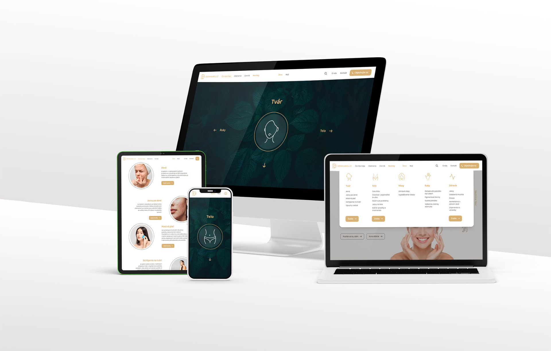 The DERMABELLE website on desktop, tablet and mobile devices